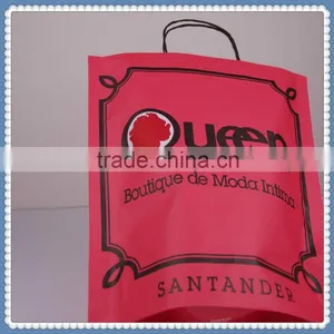 Cheap Price Low Cost Kraft Paper Bag Flexo Red Printed With Twisted Patch Handle thumbnail-3