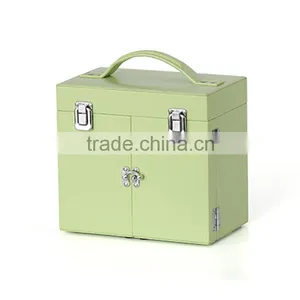 Wholesale Portable PVC Leather Empty Cosmetic Case Makeup Vanity Box With Mirror thumbnail-1