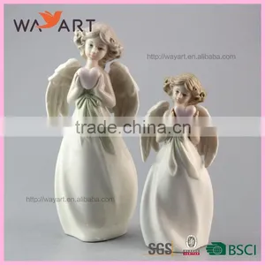 Unique Decorative White Ceramic Angel Statue With Heart thumbnail-1