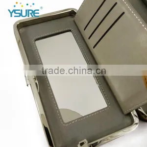 2016 New Style Jean Material Lady Wallet Metal Cases for Universal Mobile Phone, With Mirror and Card Slots thumbnail-3