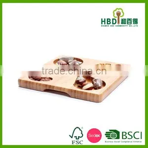 New Divided Bamboo Chip and Dip Tray Snack Serving Tray Wholesale thumbnail-1