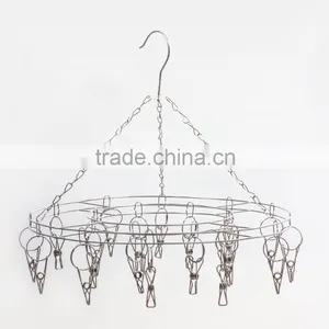 Round Stainless Steel Clothes Clip Hanger and Clips Clothes Drying Rack Hanger Socks Shorts Underwear Drying Hanger thumbnail-2