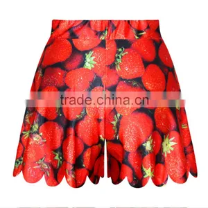 Wholesale Women Skirt Shorts Strawberry Print Lace Hem Short Pants N14-4 thumbnail-1