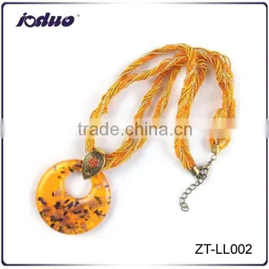 Bohemian Style Round Glass Pendant Necklace thumbnail-1