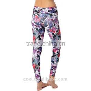OEM Supplier Custom Design Fashion Print Mid Waist Unique Tight Woman Yoga Pants thumbnail-2