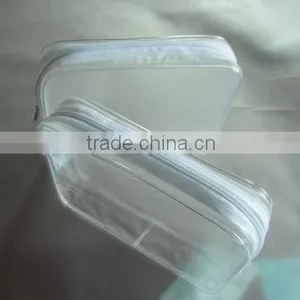 White Frosted Zipper Closure Transparent Clear Pvc Cosmetic Bag thumbnail-1