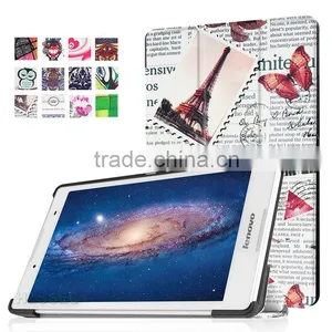 Unbreakable Protective Colorful Old Newspaper Pattern Case Tablet Case for Lenovo Tab 2 A8-50F Hard pu Leather Stand Cover thumbnail-1