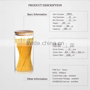 High Borosilicate Handmade Glass Mason Jar Handle Lids for 1000ml thumbnail-2