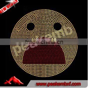 Wholesale Emoji Rhinestone Transfer Iron On Hotfix Motif For Kids T-shirt Customized Design thumbnail-1