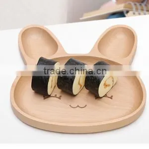 Kids Dinner Plate,beech Wood Food Tray,rabbit Shape Tray thumbnail-3