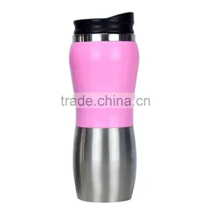 Car Water Bottle 450ml Travel Mug Stainless Steel Peanut Water Bottle With Plastic Lid and Glass Gripper thumbnail-1