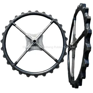 High Performance Speed Rice Transplanter Solid Rubber Wheels 600mm Agricultural Paddy Field Tyres With Rim thumbnail-1