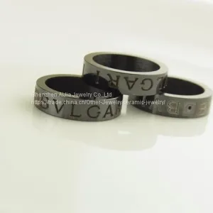 Letter Ceramic Ring Black Superior Ceramic Wedding Rings thumbnail-1