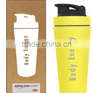 BPA Free Dishwasher Safe 18/8 Stainless Steel Protein Shaker Bottle With Wire Ball and Built in Agitator (30oz) thumbnail-1