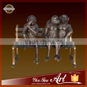 Garden Decorative Statue Bronze Monkey Statues on Beach thumbnail-4