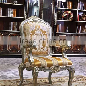 European Style Luxury Executive Office Desk, Classic Wood Carving Writing Table, Silver Foil Home Office Furniture (BF01-ML019) thumbnail-6