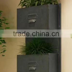 Country Design Grey Finish Verticle Wall Planter Antique thumbnail-2