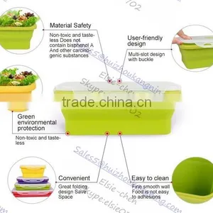 Silicone Outdoor Food Box Silicone Collapsible Outdoor Food Box Silicone NON Leaking Food Box thumbnail-4
