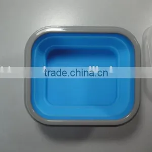 2015 Wholsale 2 Compartment Silicone Collapsible Lunch Box,silicone Lunch Container thumbnail-5