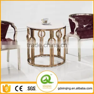 D366 Hot Sale Marble Top Round Gold Side Table thumbnail-1