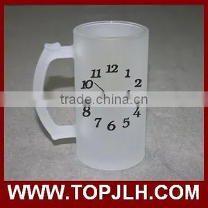 Transparent and Frosted Big Glass Beer Mugs With Handle thumbnail-5