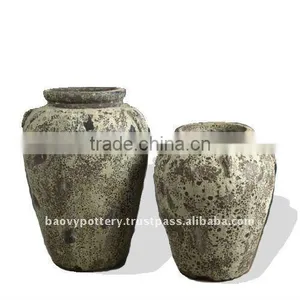 Ancient Glazed Pot, Antique Outdoor Planter thumbnail-1