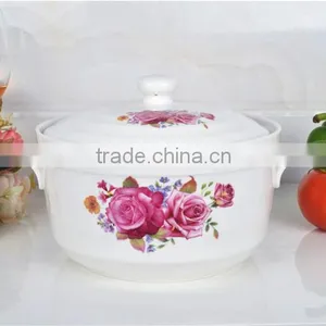 8" Porcelain Microwave Cooking Pot With Porcelain Lid thumbnail-4