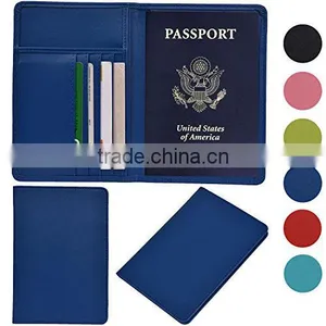 RFID Passport Holder, Cowhide Leather RFID Blocking Passport Case Cover Holder thumbnail-3