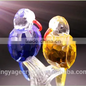 Expertly Hand-cut New Design Classic Crystal Corporate Christmas Double Parrot Model Gift thumbnail-1