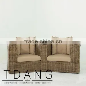 Regatta Wicker Loveseat- Top Sale Wicker Synthetic Rattan Sofa Love Seat thumbnail-2