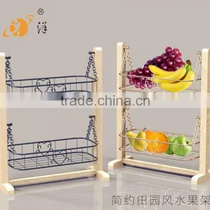 2016 Kitchen Storage Organizer Hot Sale Metal Hanging 3 Tier Fruit Basket Stand thumbnail-4