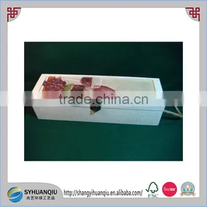 Single Wine Bottle Unfinished Plain Natural Hinged Wood Box With Swing Arm Latch thumbnail-2