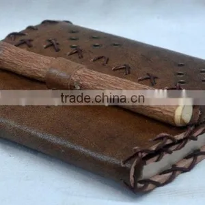 Handmade Vintage Leather Notebook With Pencil thumbnail-3