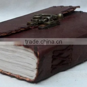 Handmade Vintage Side Stitch Leather Diary With Clasp thumbnail-3