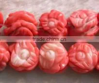 Factory Direct Sale 16" 13mm Pink Flower Shaped Loose Coral Beads thumbnail-1