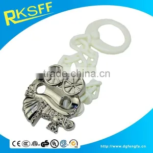 Die Casting Zinc Alloy Material Baby Carriage Shape Baby Pacifier Clip With Plastic Chain thumbnail-1