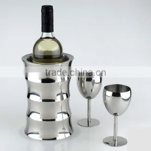 Special Bamboo Shape Champagne Metal Stainless Steel Wine Cooler Champagne Wine Bucket Ice Bucket thumbnail-3