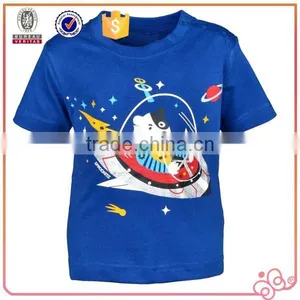Boy Summer Blue Unique Printed Design T-shirt Kids Clothing Wholesale thumbnail-1
