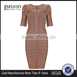 2015 High Quality Dresses Fashion Design For Ladies Half Sleeves Wrap Breast Vestidos H517 thumbnail-5