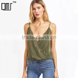 Simple Design Ladies Top, Sexy Deep V-neck Tank Top thumbnail-1