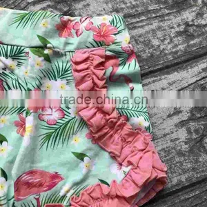 New Girls Outfit be a Flamingo Floral Coral Mint Kids Boutique Shorts Sets Ruffles Cotton Clothing Match With Accessories thumbnail-4