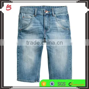 2017 New Summer Children Blue Washed Boys Tapered Knee-length Denim Cargo Shorts thumbnail-1