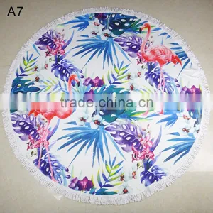 White Flower Printed Round Beach Towel/jkr Bath Towel Table Towel Shawl Yoga Mat Beach Towels/ Round Beach Towels thumbnail-6