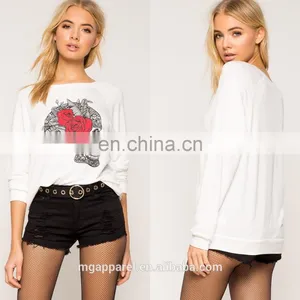 Wholesale Custom Lady Fashion Floral Printed Long Sleeve T-shirt thumbnail-1