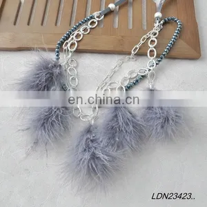 Real Feather Necklace Boho Style Leather Neckalce Gift for Women thumbnail-3
