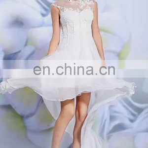 Elegant Fashion White Sexy Short Front Long Back Wedding Dress thumbnail-4