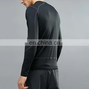 Fancy Stretch Running Sport Black Mens Compression Shirt thumbnail-3