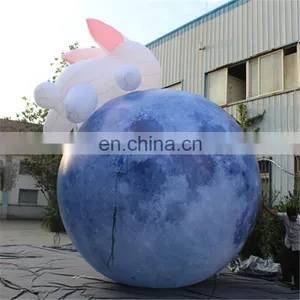 Gaint Led Lighting Moon Balloon With White Rabbit Inflatable for Advertising&Easter thumbnail-2