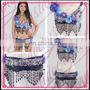 Aidocrystal Wholesale Floral Studded Bead and Sequin Bra Top Colorful Handmade Sexy Belly Dance Bra thumbnail-1