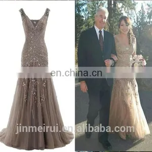 Vintage V-Neck Mermaid Evening Dresses Formal Long Mother of The Bride Dress Prom Gown Vestidos thumbnail-5